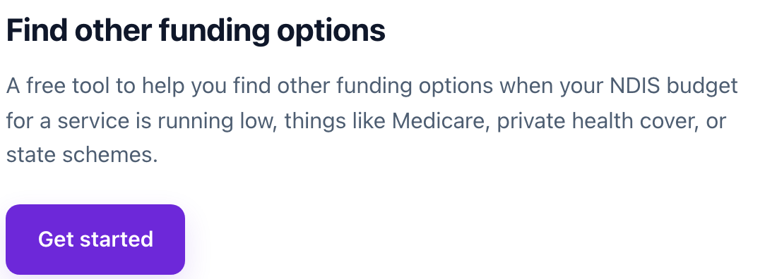 Fund Finder intro screen with a Get started button